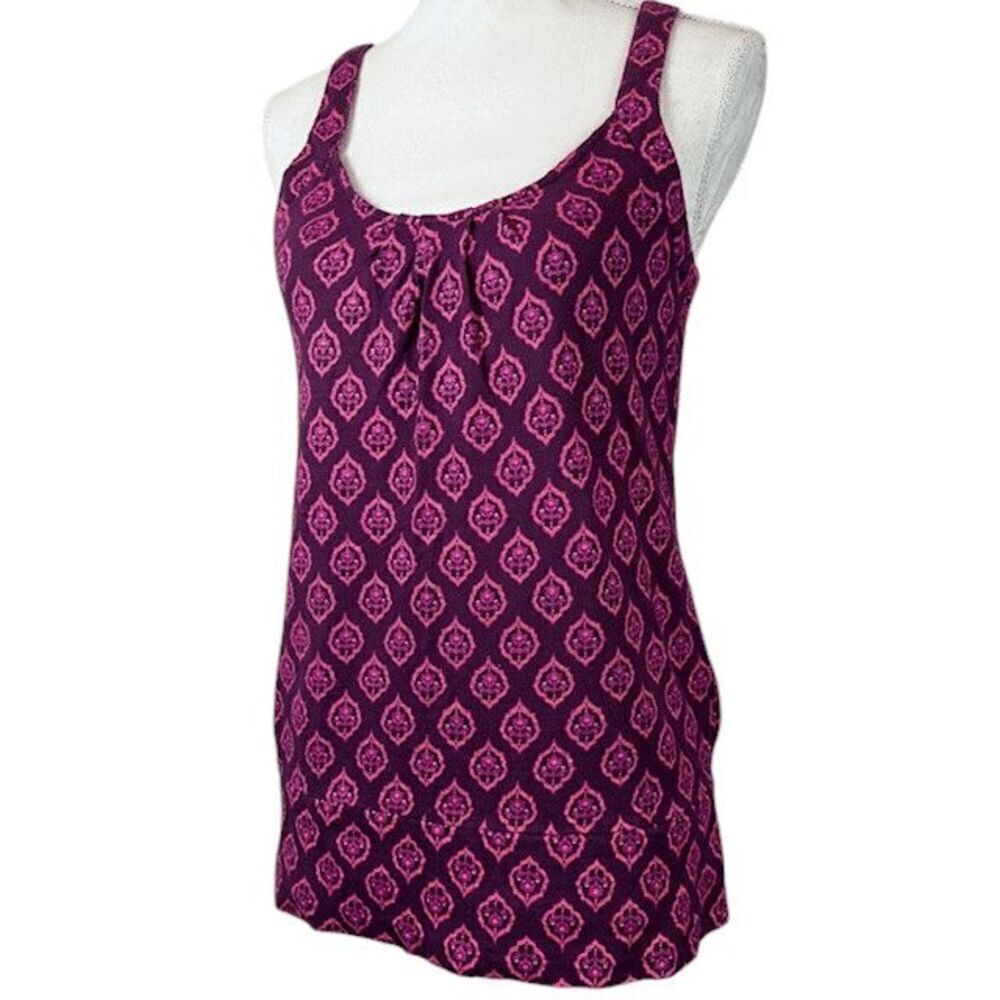 Carve Designs Organic Cotton Tank Top Purple Pink Medallion Print Size Small